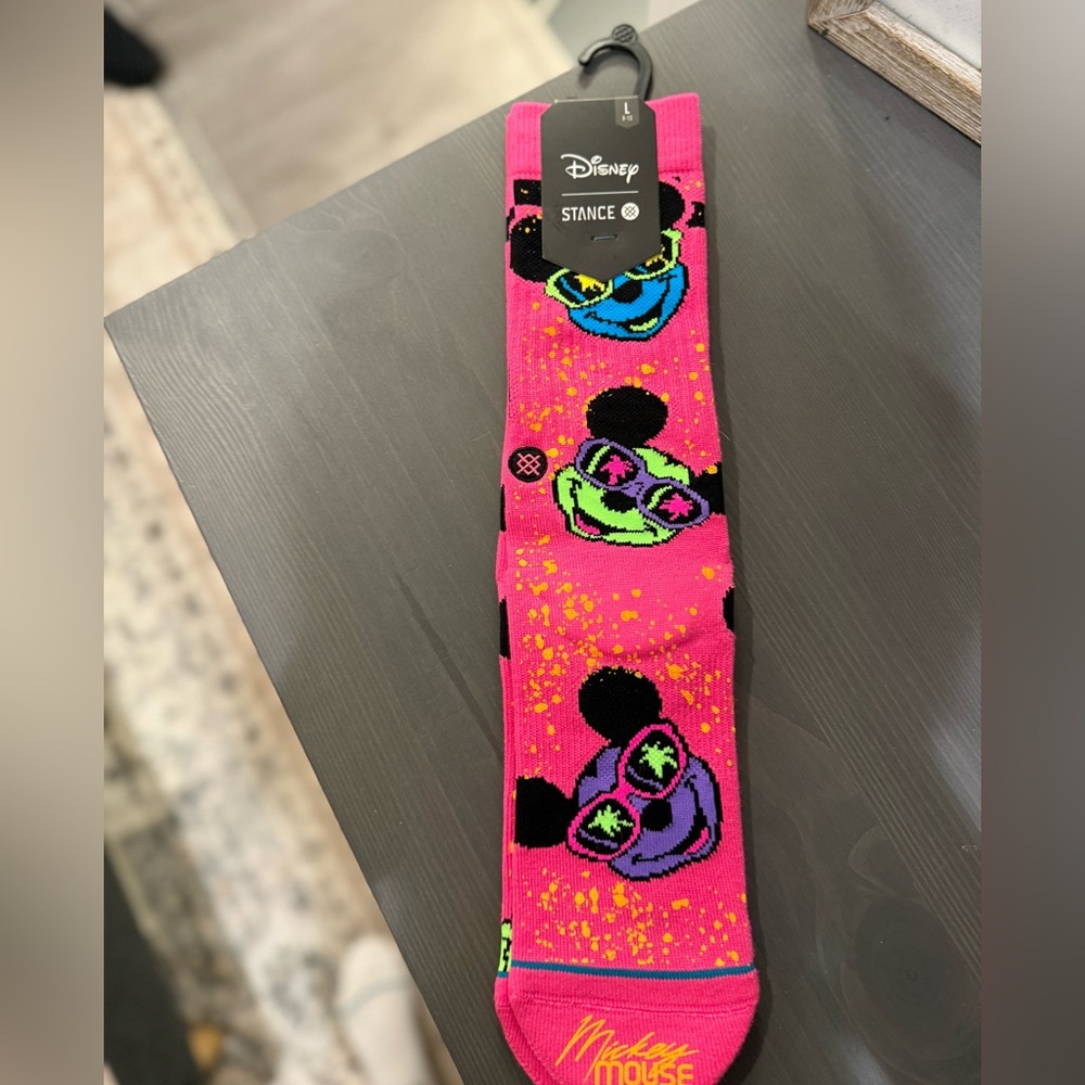 Disney Pink Mickey Mouse  Stance Socks NWT Large